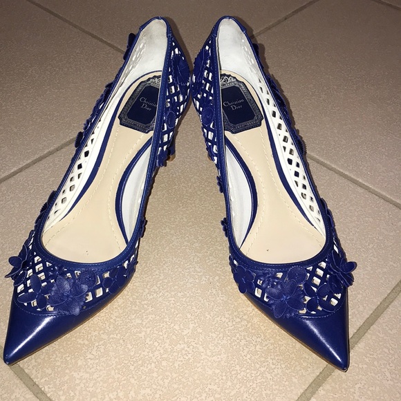 Dior Flower Embellished Leather Pumps Sz 37.5 - Picture 7 of 8
